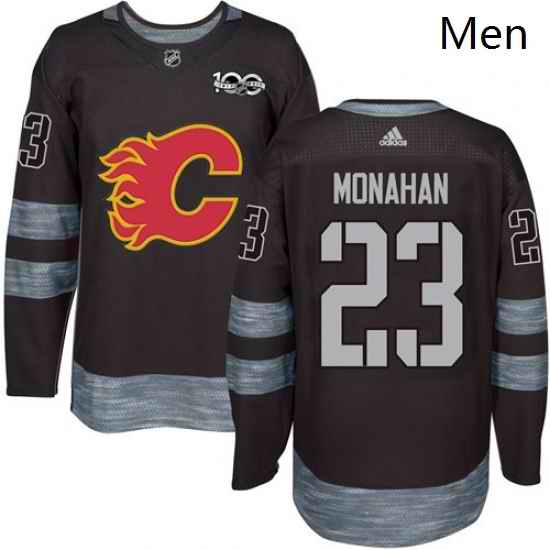 Mens Adidas Calgary Flames 23 Sean Monahan Authentic Black 1917 2017 100th Anniversary NHL Jersey